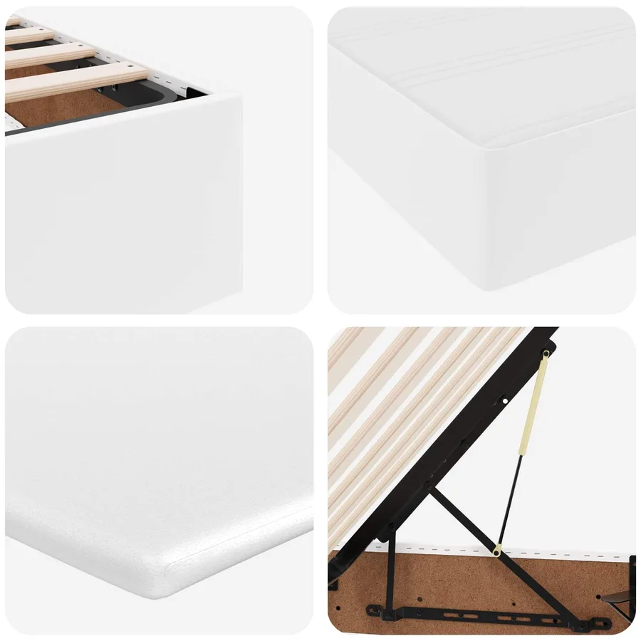 Lit avec rangement et matelas Blanc 90 x 190 cm Simili cuir - 11