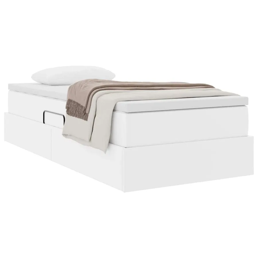 Lit avec rangement et matelas Blanc 90 x 190 cm Simili cuir - 3