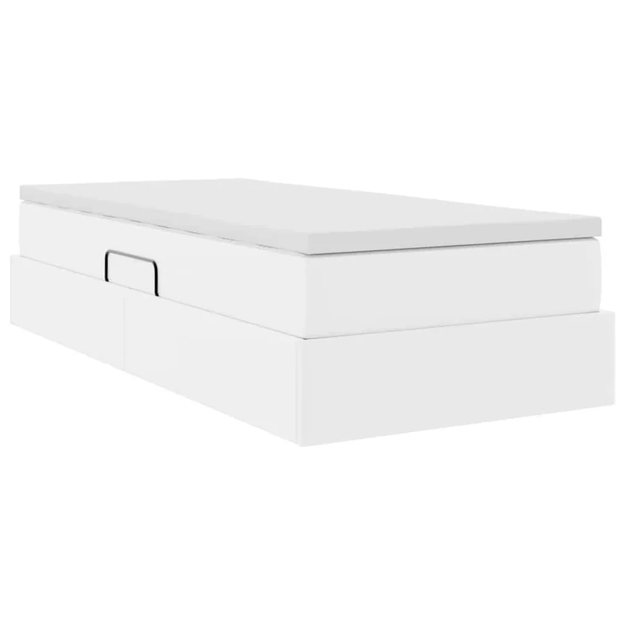 Lit avec rangement et matelas Blanc 90 x 190 cm Simili cuir - 8