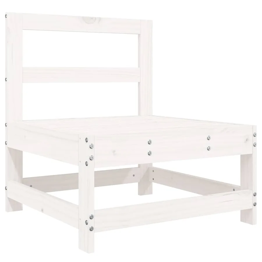 Salon de jardin 8 pcs Blanc Bois de pin massif - 4