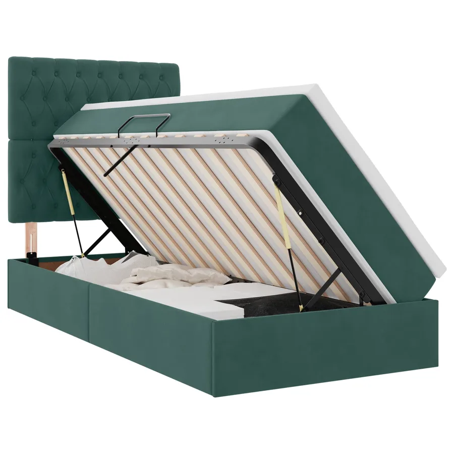 Lit de rangement LED avec matelas Vert foncé 90 x 190 cm - 2