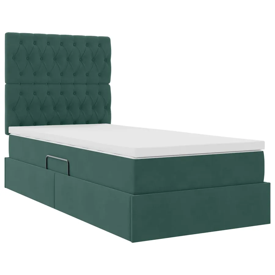 Lit de rangement LED avec matelas Vert foncé 90 x 190 cm - 6
