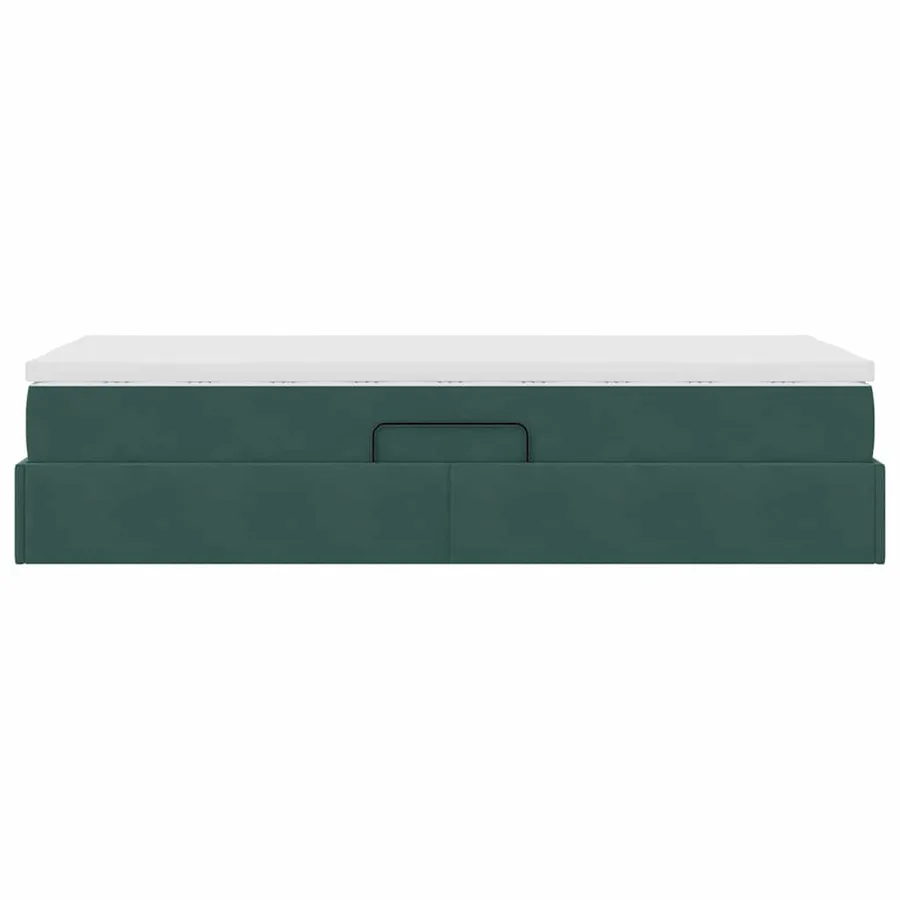 Lit avec rangement et matelas Vert foncé 90 x 190 cm Velours - 9