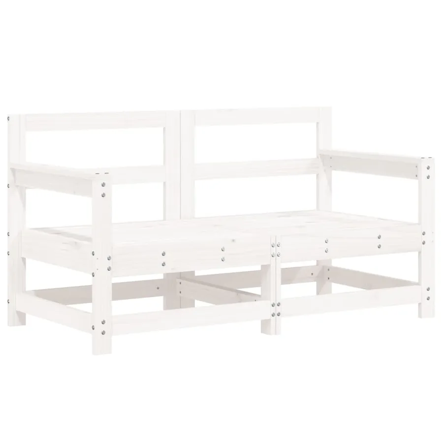Salon de jardin 7 pcs Blanc Bois de pin massif - 3