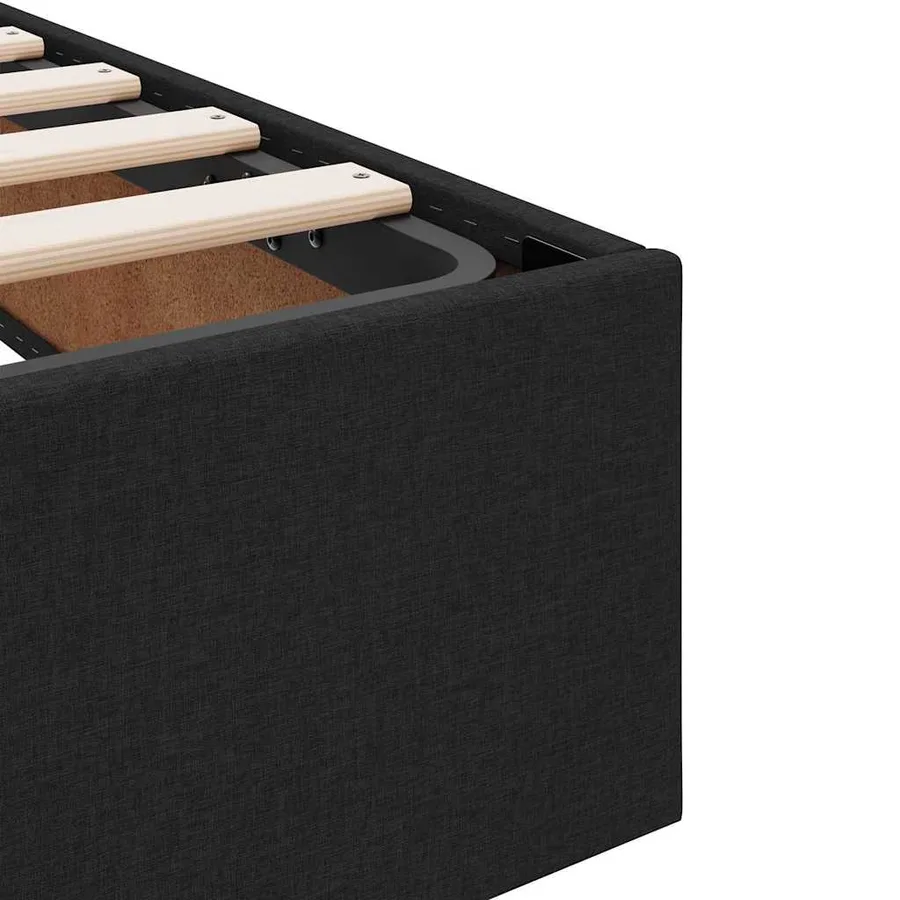 Lit avec rangement et matelas Noir 100 x 200 cm Polyester - 11