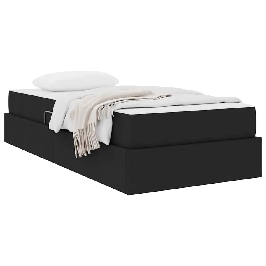 Lit avec rangement et matelas Noir 100 x 200 cm Polyester - 3