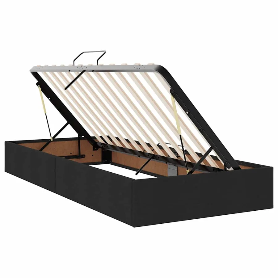 Lit avec rangement et matelas Noir 100 x 200 cm Polyester - 6