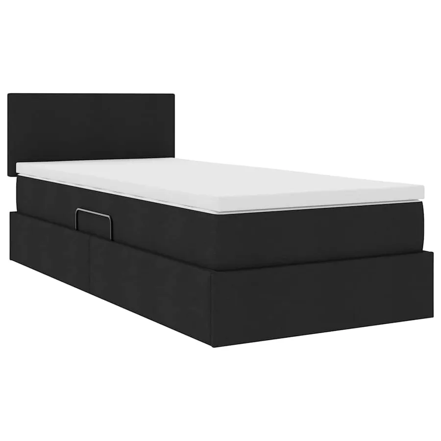 Lit avec rangement et matelas avec matelas Noir 100 x 200 cm - 5