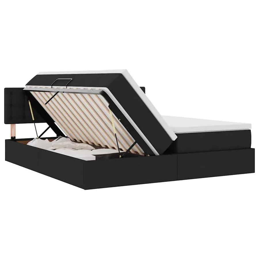 Lit de Rangement Noir 200 x 200 cm Cuir synthétique - 7