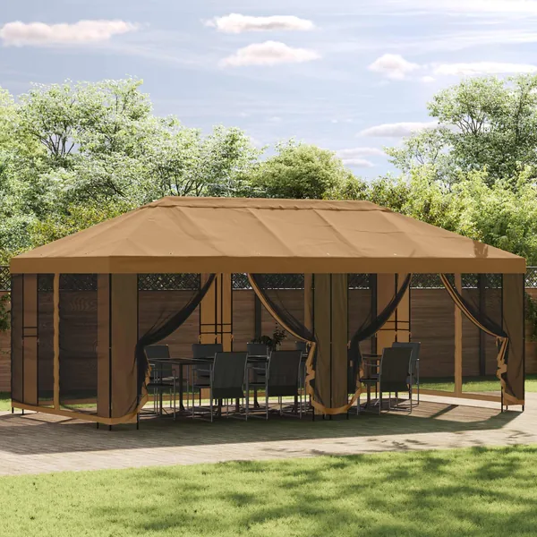 Cadre de Gazebo 6 x 3 m Noir Acier