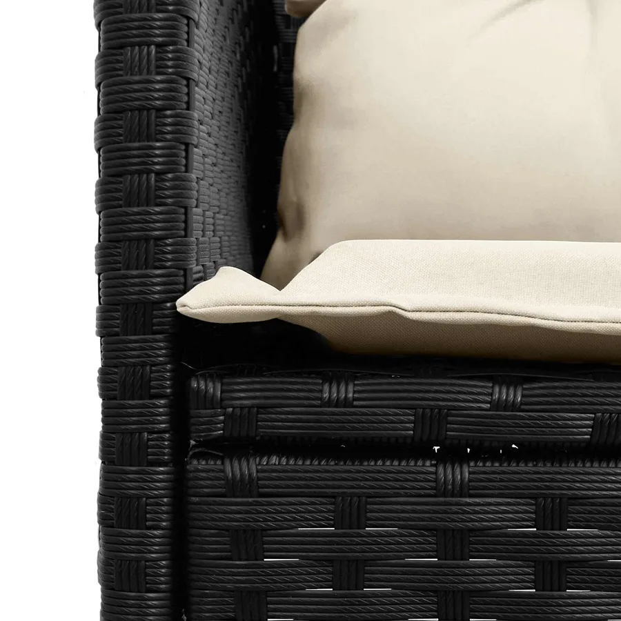 Ensemble de canapé de jardin 2 pcs Noir et Crème polyrotin - 10