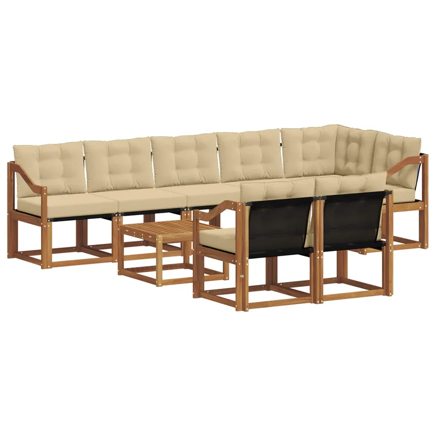 Ensemble de canapés d'extérieur 9 pcs Naturel et Beige - 2