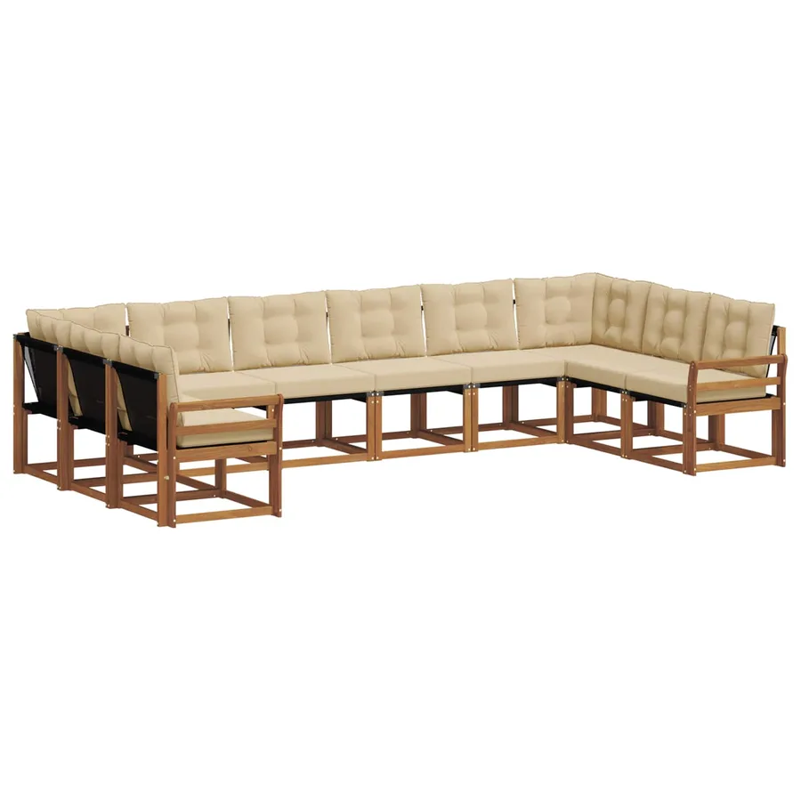 Ensemble de canapés d'extérieur 10 pcs Naturel et Beige - 2
