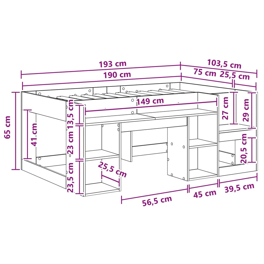 Cadre de lit pour enfants avec rangement Blanc 75 x 190 cm - 8