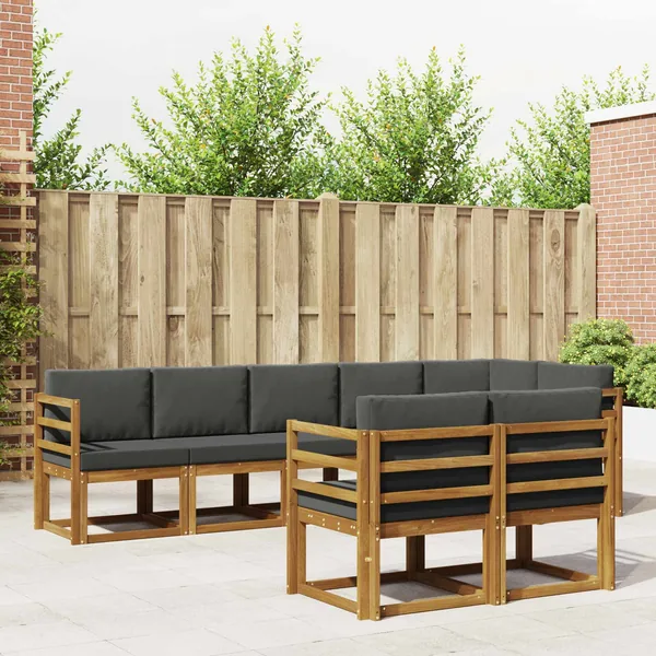 Ensemble de canapés d'extérieur 8 pcs Naturel et Anthracite