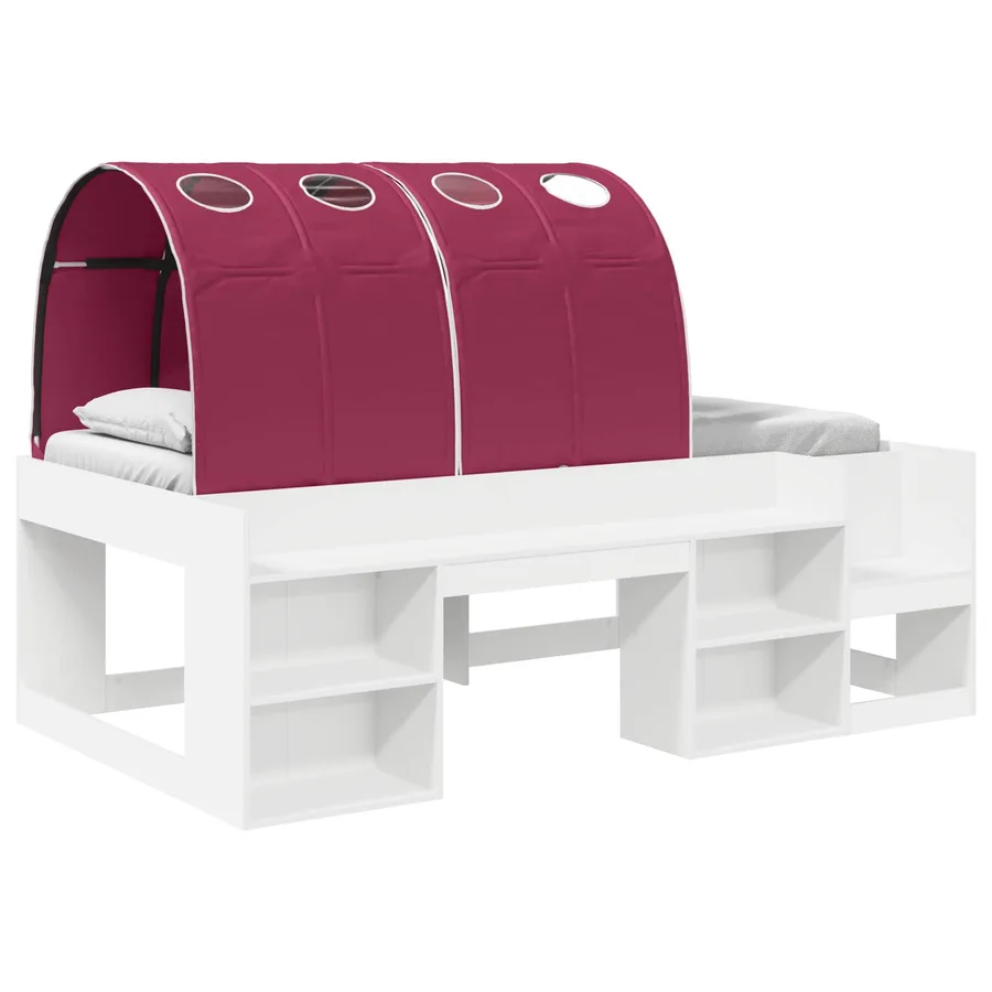 Cadre de lit avec tunnel 3 pc Blanc et rouge Bois d'ingénierie - 2