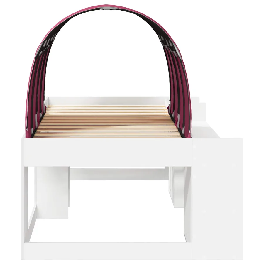 Cadre de lit avec tunnel 3 pc Blanc et rouge Bois d'ingénierie - 7