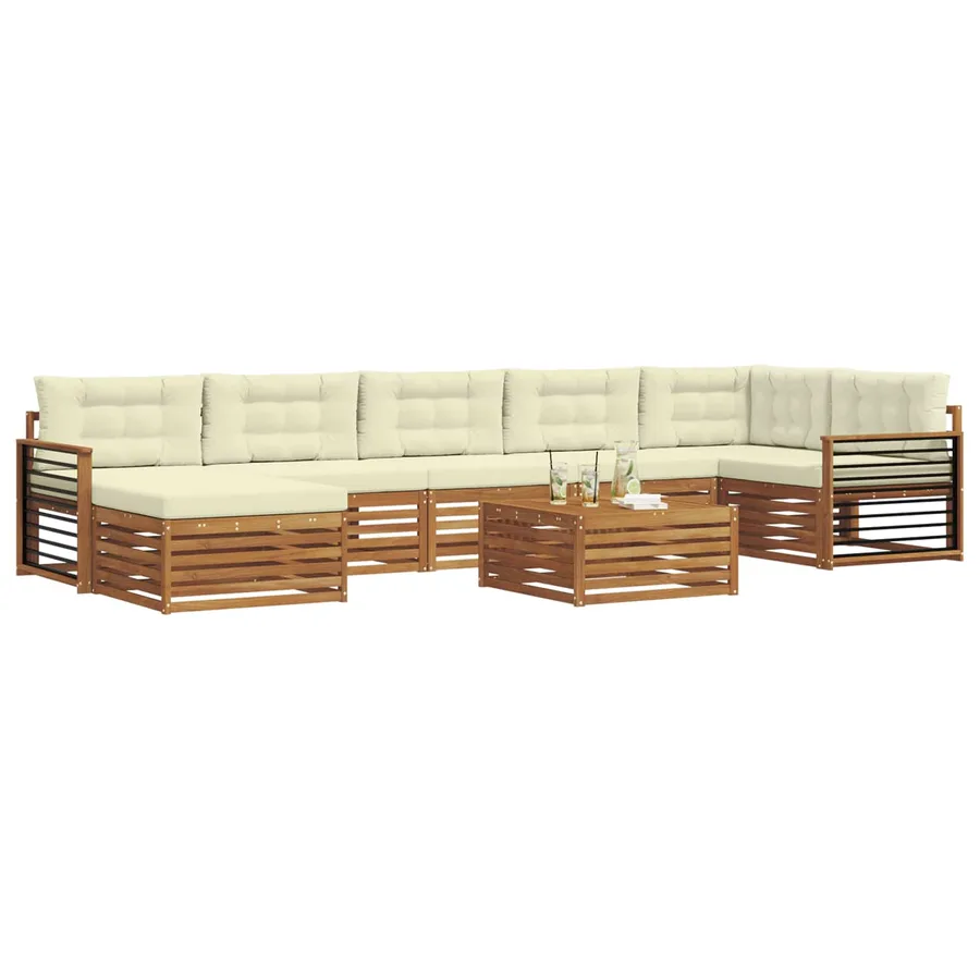 Ensemble de canapés d'extérieur 8 pcs Naturel et Crème - 3
