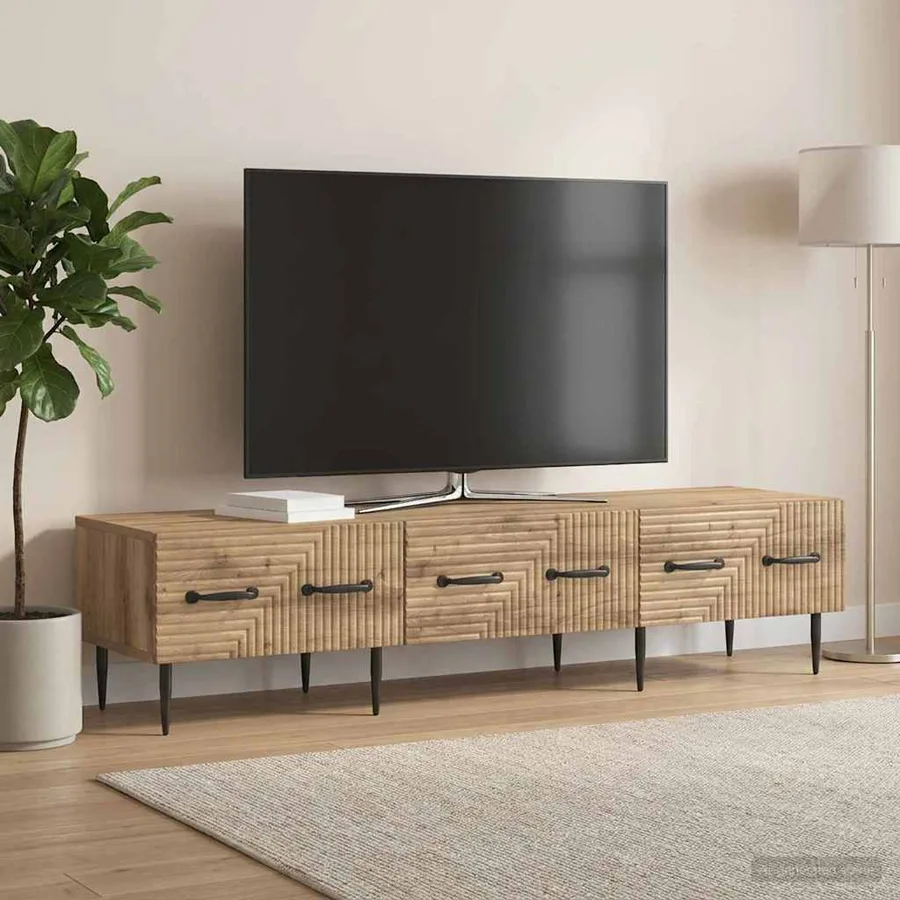 Meuble TV 147 x 34,5 x 30 cm Chêne artisanal Bois d'ingénierie - 4