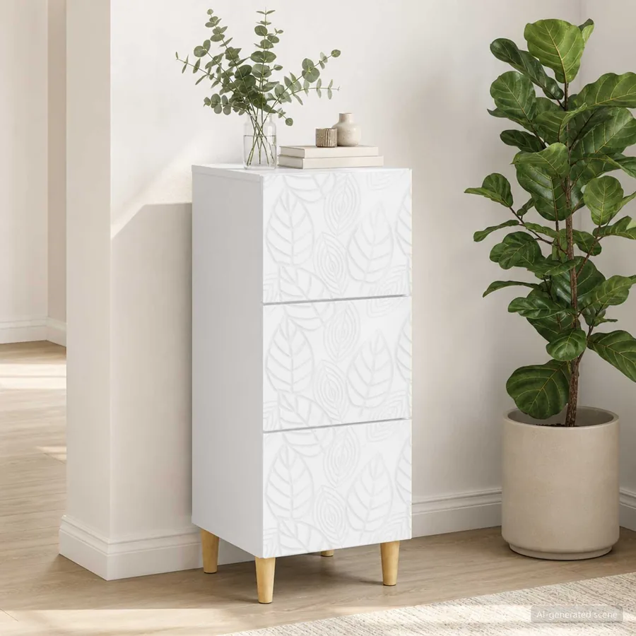 Armoire à tiroirs Blanc brillant 33 x 34,5 x 90 cm