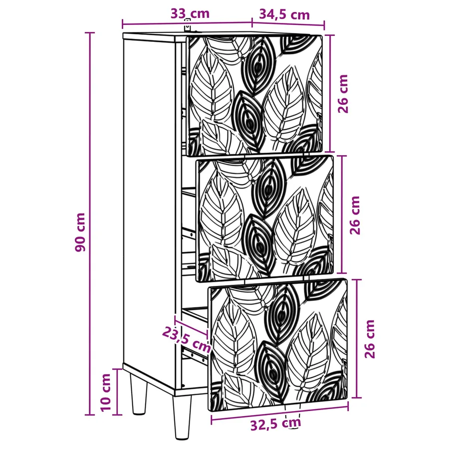 Armoire à tiroirs Blanc brillant 33 x 34,5 x 90 cm - 11