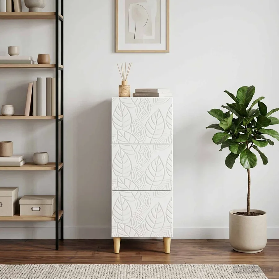 Armoire à tiroirs Blanc brillant 33 x 34,5 x 90 cm - 3
