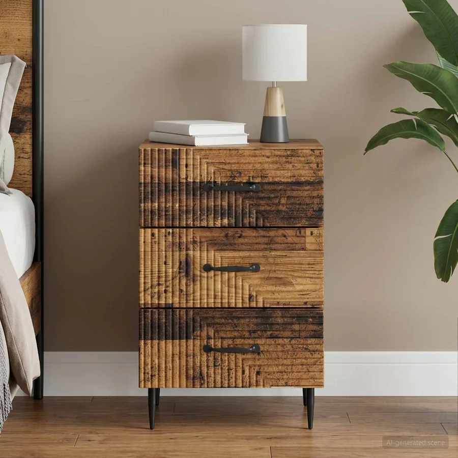 Cabinet de chevet avec tiroir Bois ancien 43 x 41 x 66,5 cm