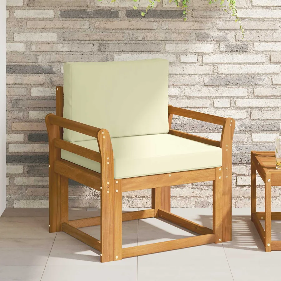 Canapé d’extérieur Bois d'acacia massif et polyester Naturel