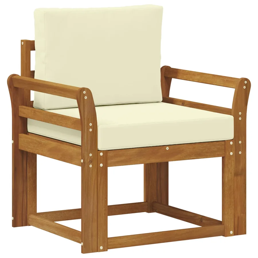 Canapé d’extérieur Bois d'acacia massif et polyester Naturel - 2