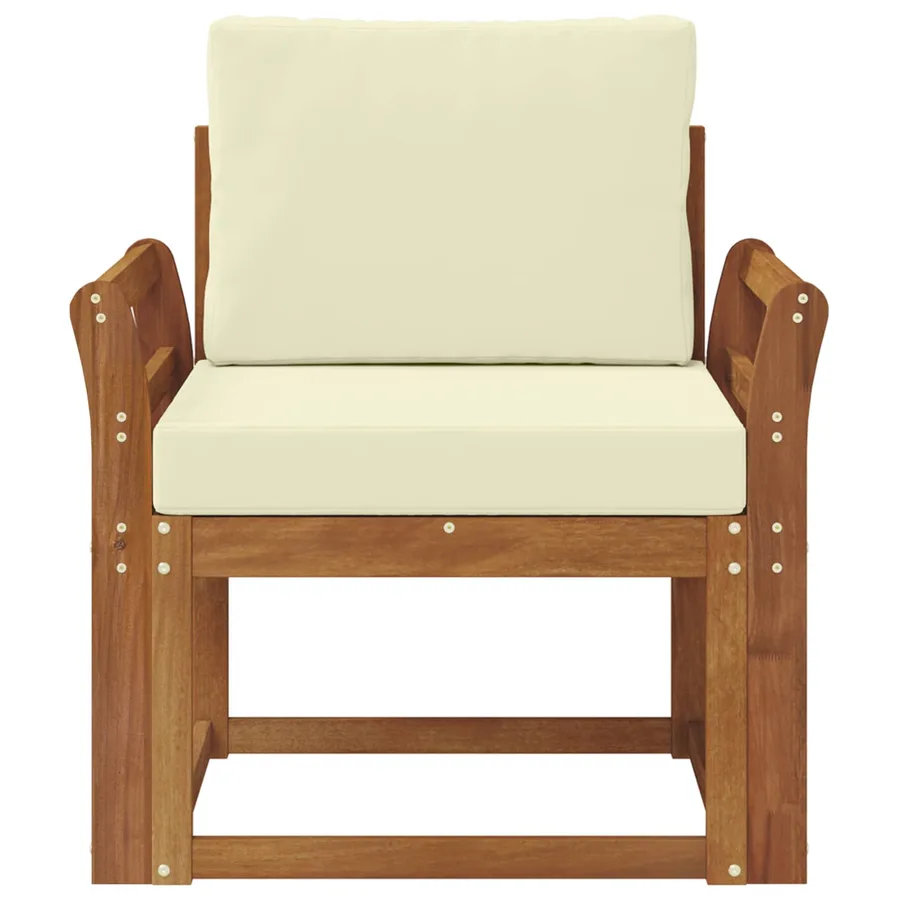 Canapé d’extérieur Bois d'acacia massif et polyester Naturel - 3