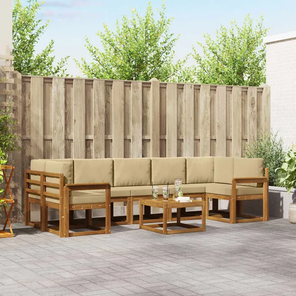 Ensemble de canapés d'extérieur 8 pcs Naturel et Beige
