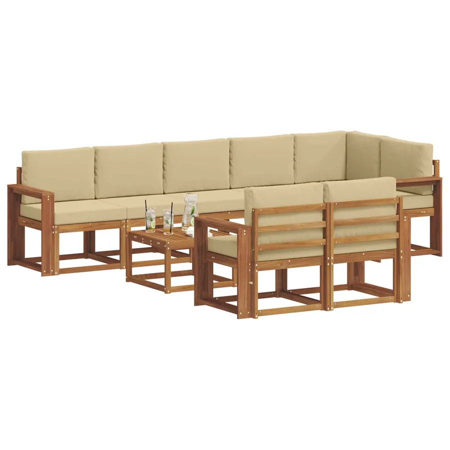 Ensemble de canapés d'extérieur 9 pcs Naturel et Beige - 3
