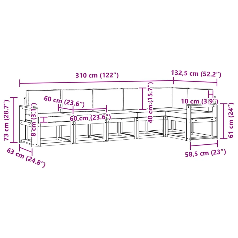 Ensemble de canapés d'extérieur 6 pcs Naturel et Beige - 8