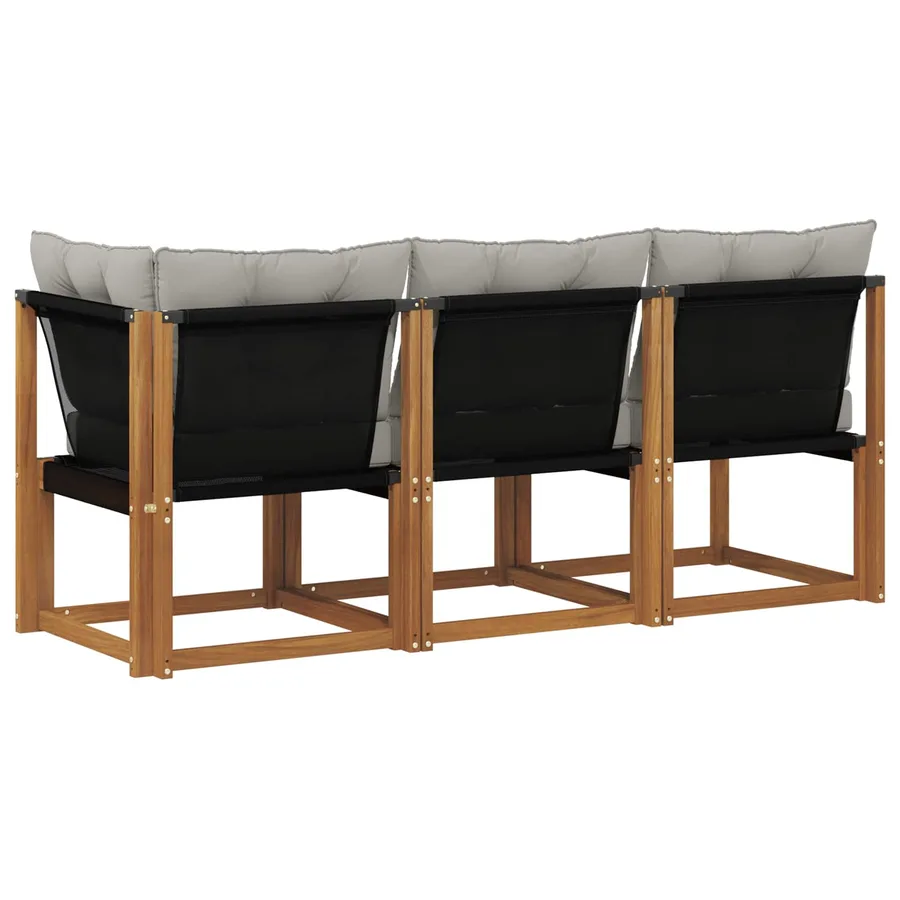 Canapé d’extérieur milieu et coin avec coussin 3 Pièce Naturel - 7