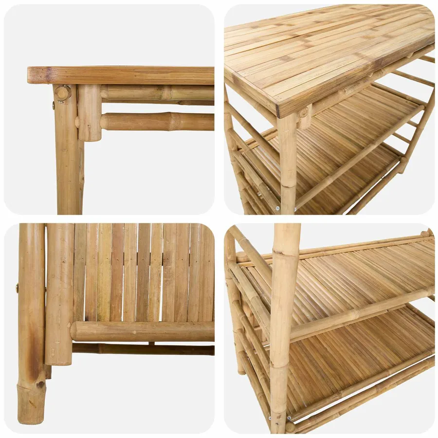 Table de bar extérieure Naturel 110 x 50 x 105 cm Bambou - 6