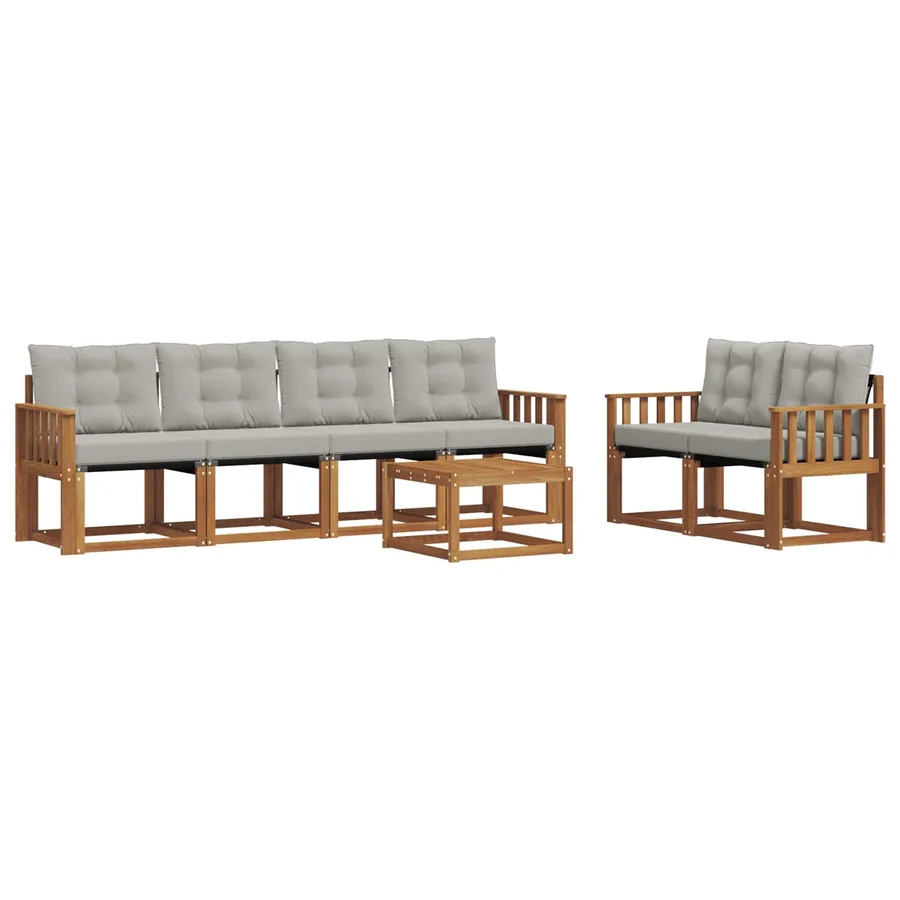 Ensemble de canapés d'extérieur 7 pcs Gris Naturel et Clair - 2