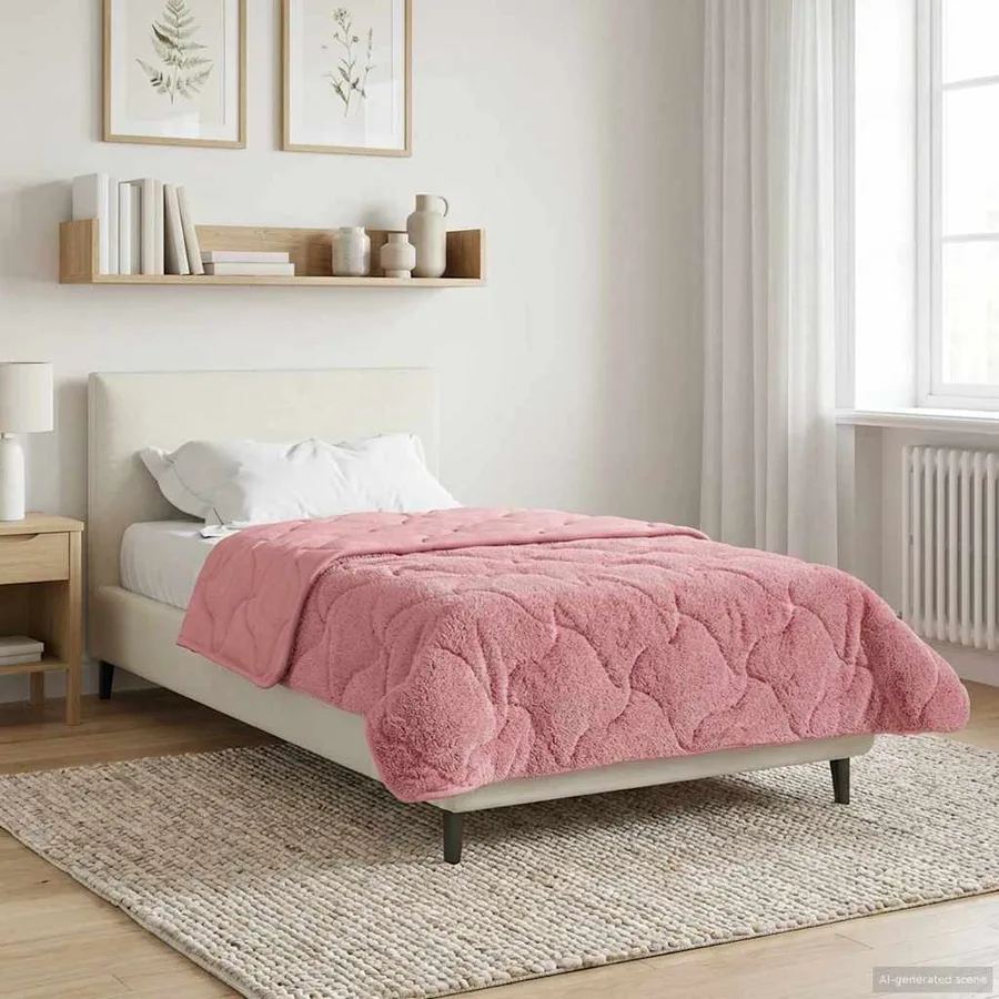 Duvet d'hiver Rose 140 x 220 cm Microfibre et polaire Teddy - 4