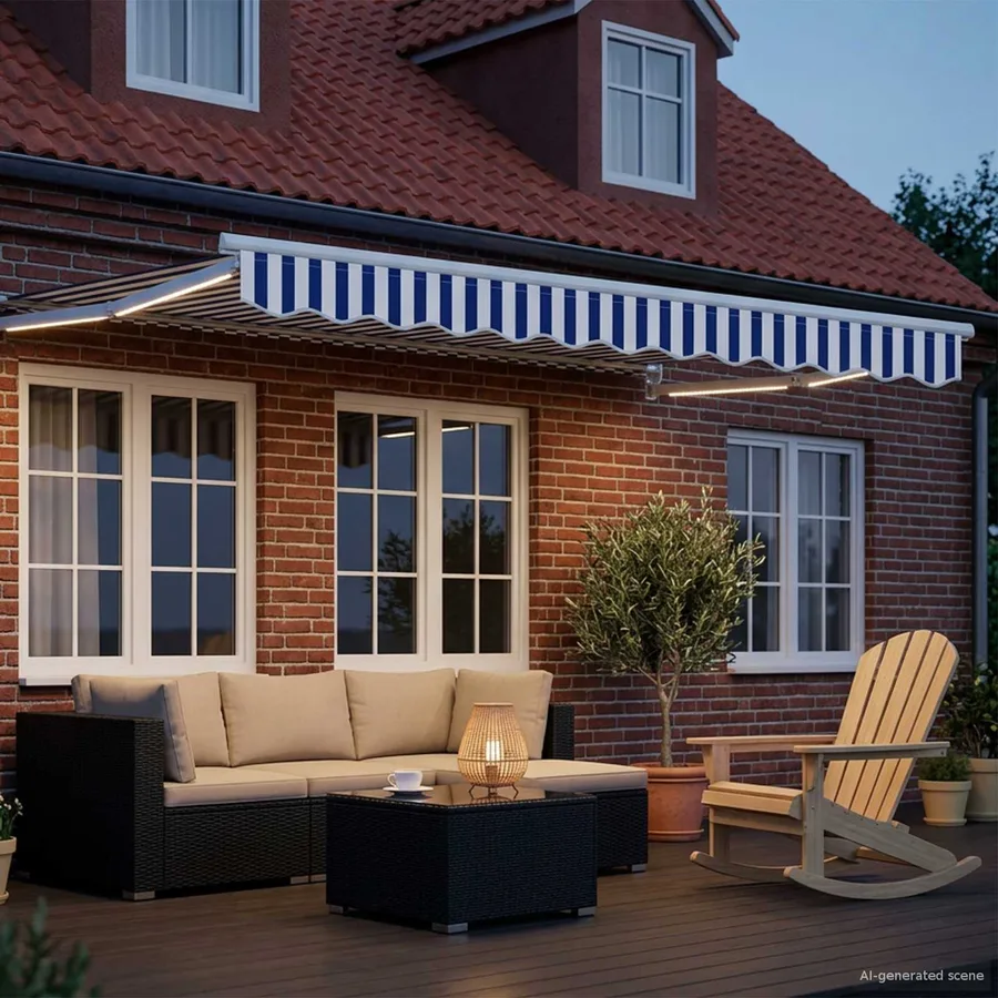 Store rétractable manuel avec LEDs Bleu et Blanc 3 x 2 m - 3
