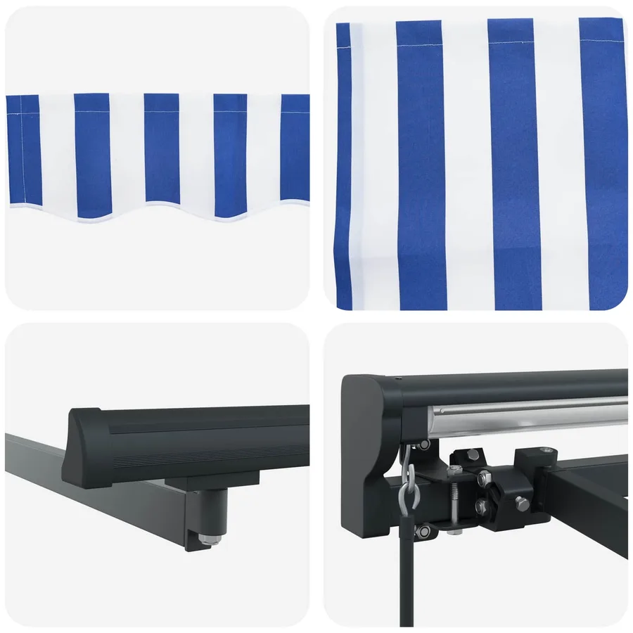 Auvent rétractable manuel Bleu et Blanc 3 x 2 m - 7