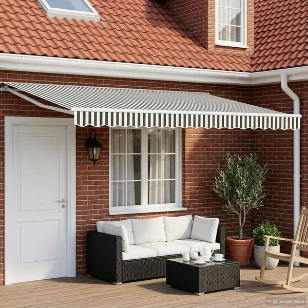 Auvent rétractable électrique Anthracite et blanc 4,5 × 3 m
