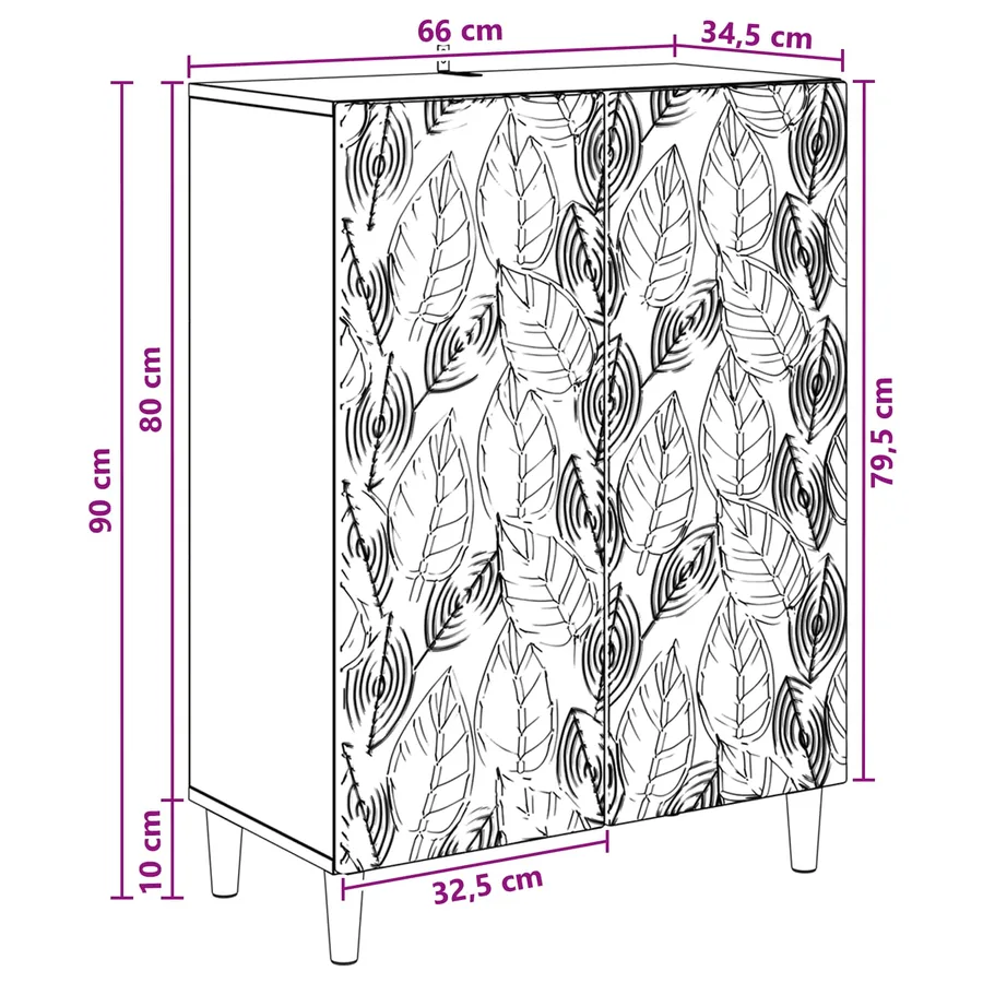 Buffet Blanc 66 x 34,5 x 90 cm Bois d'ingénierie - 8