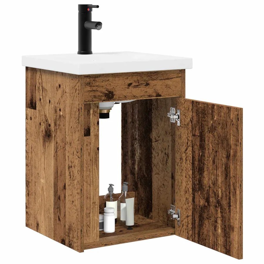Meuble de salle de bain avec robinet Bois ancien - 3
