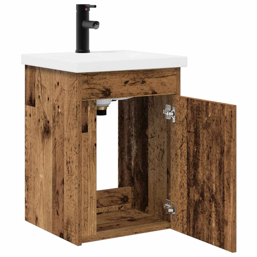 Meuble de salle de bain avec robinet Bois ancien - 4