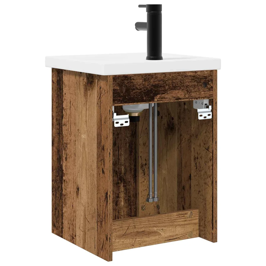 Meuble de salle de bain avec robinet Bois ancien - 7
