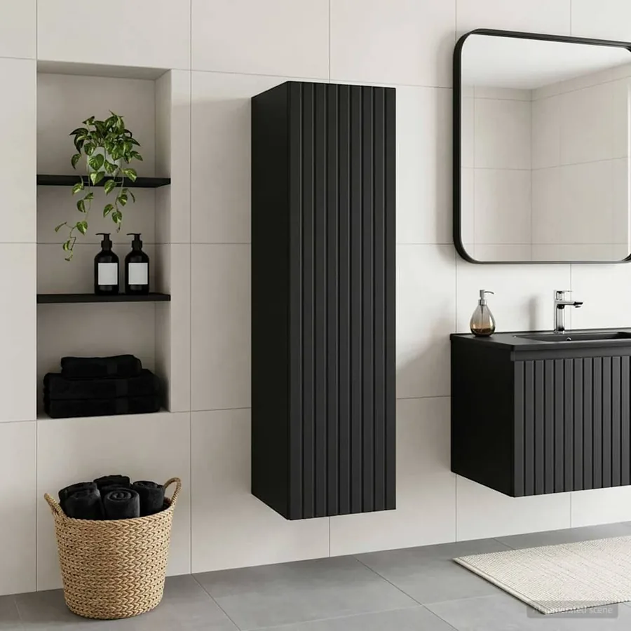 Cabinet de Salle de Bain Mural Noir 33 x 34,5 x 100 cm