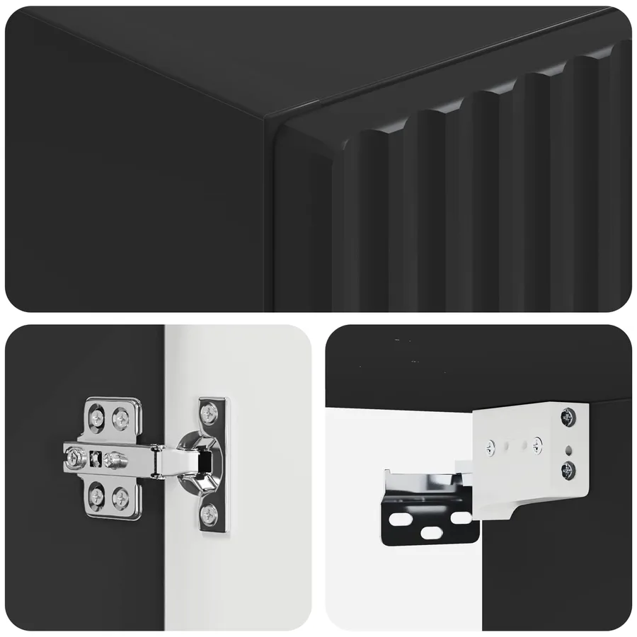 Cabinet de Salle de Bain Mural Noir 33 x 34,5 x 100 cm - 6