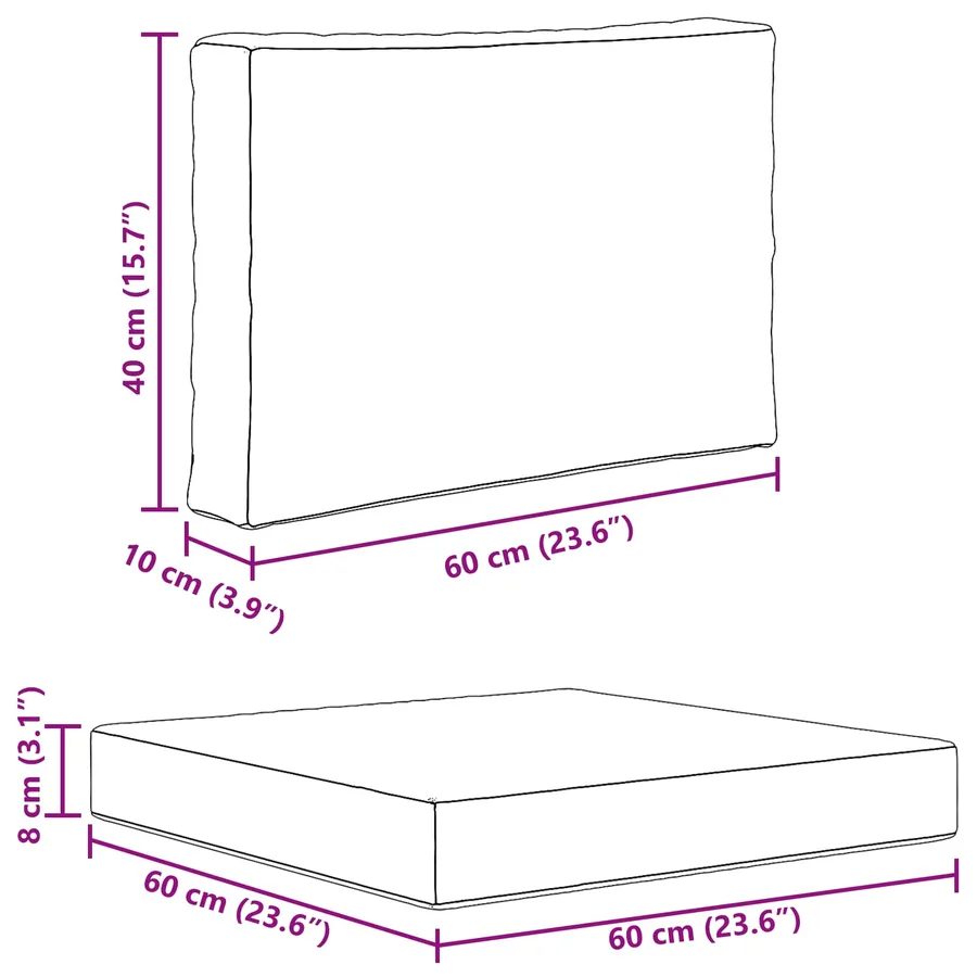 Coussin de canapé d'extérieur 2 pcs coloré Polyester - 11