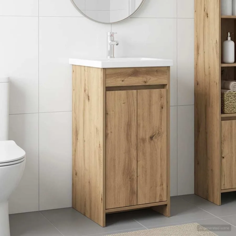 Meuble de salle de bain avec évier Chêne artisanal