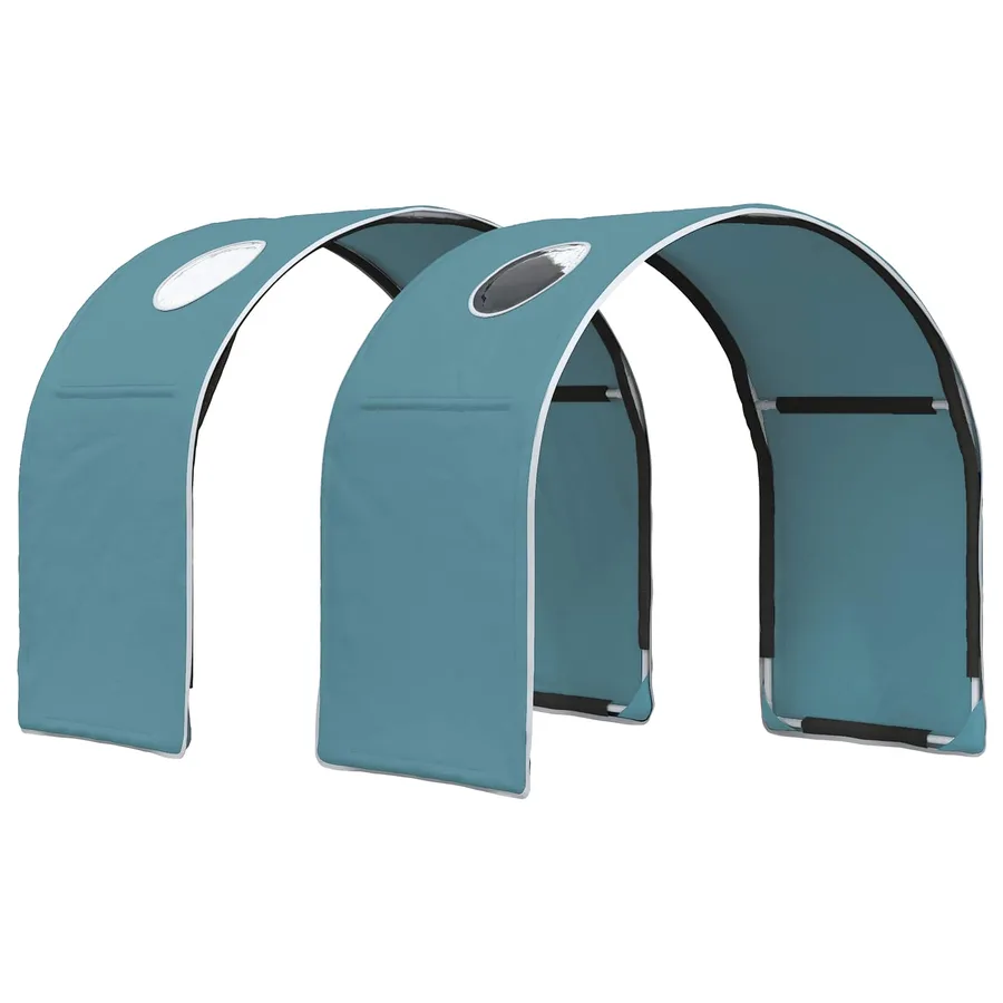 Lit avec Tunnel 3 pc Blanc et bleu clair Bois d'ingénierie - 5