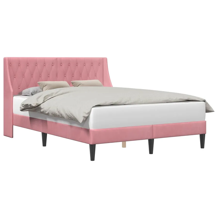 Cadre de lit avec tête de lit Rose 120 x 190 cm Velours - 2